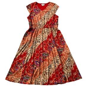 Coldwater Creek Paisley Patchwork Maxi Dress Size 1X Stretch Comfort Country